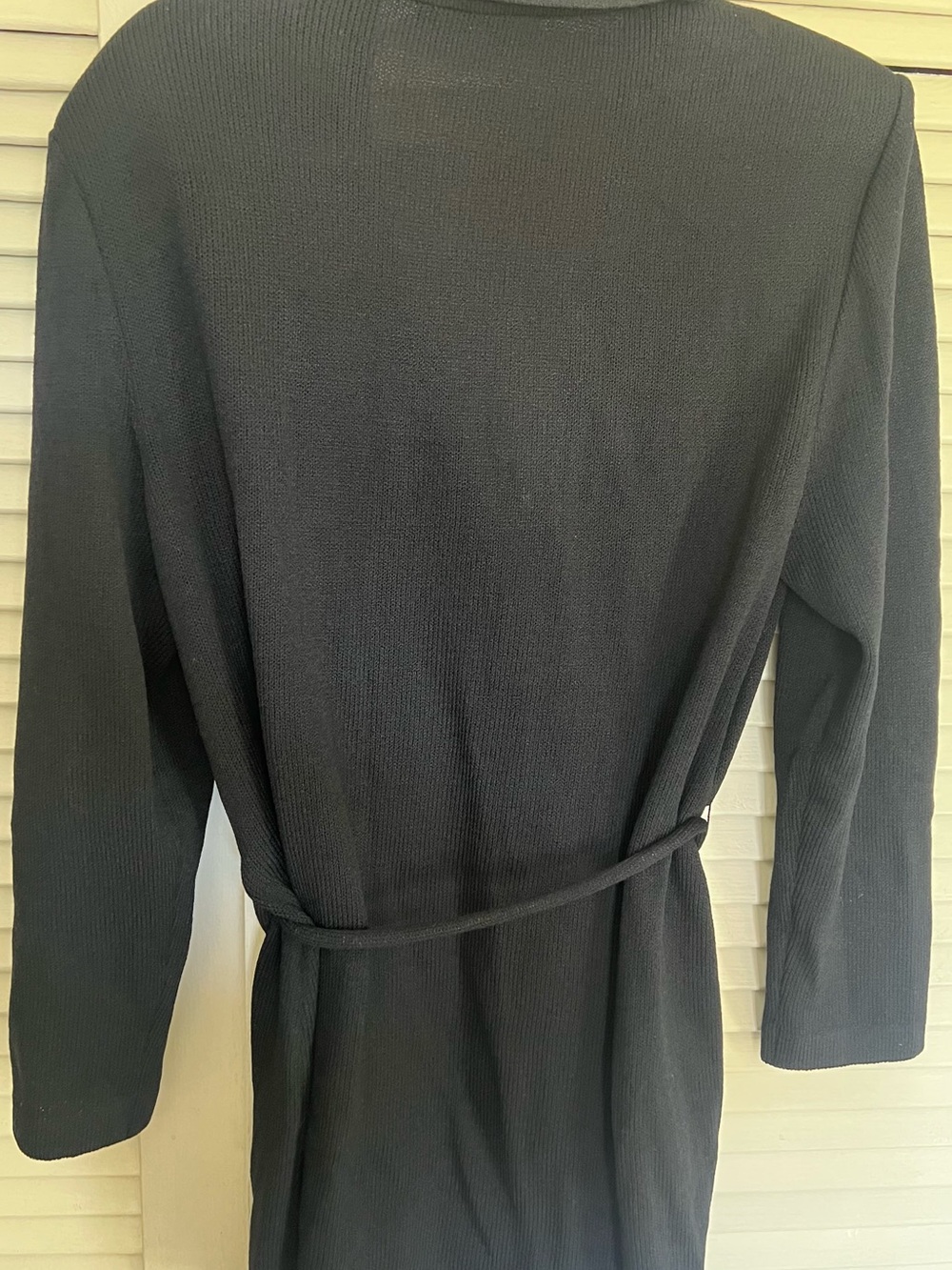 St. John Black Knit Longline Belted Blazer Jacket - Picture 4 of 6